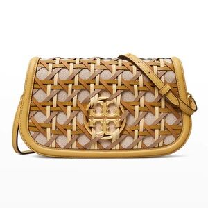 💛🤎Tory Burch Miller Basketweave Clutch/Crossbody Bag